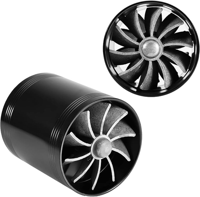 JTLB Dual Fan Turbo Powerful Car Air Intake Petrol Saving Enhanced HP Black - Image 2